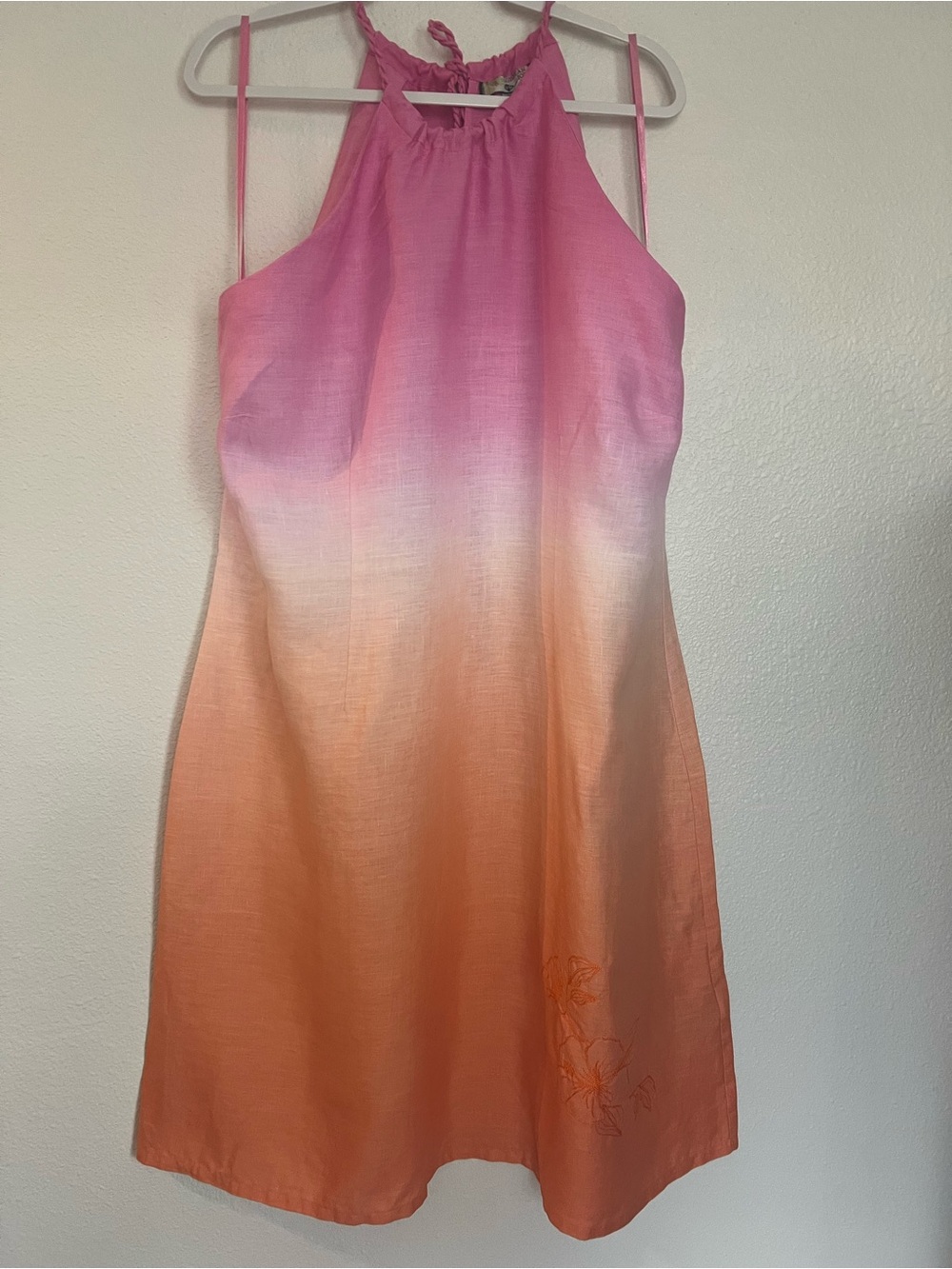 Caribbean Joe Pink to Orange Ombre Halter Dress